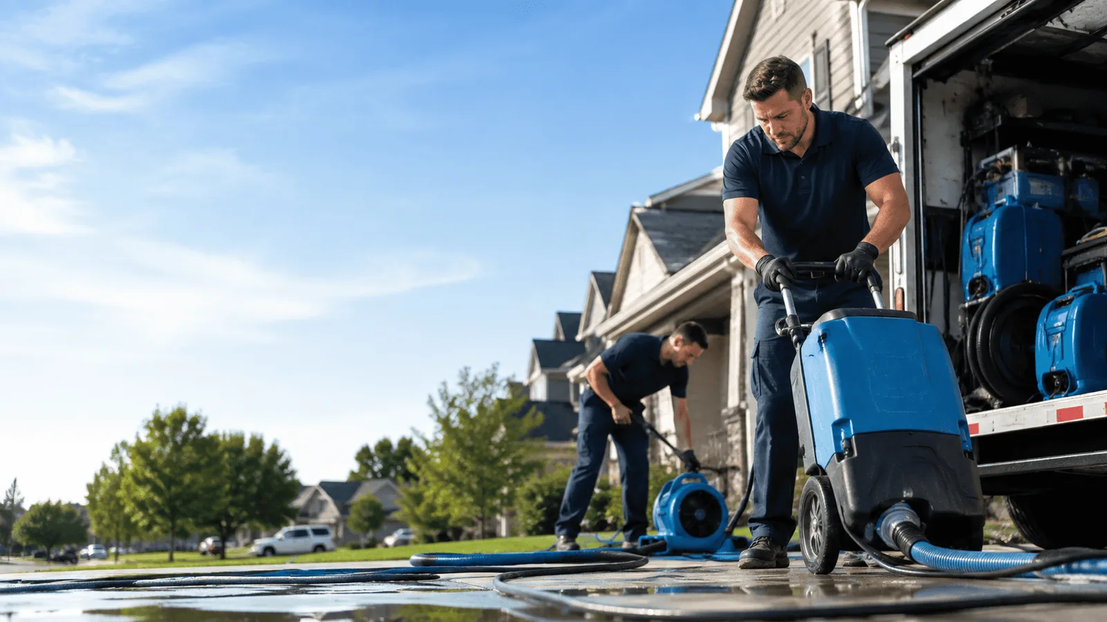 Sewer Backup Cleanup being performed in Grand Prairie, TX